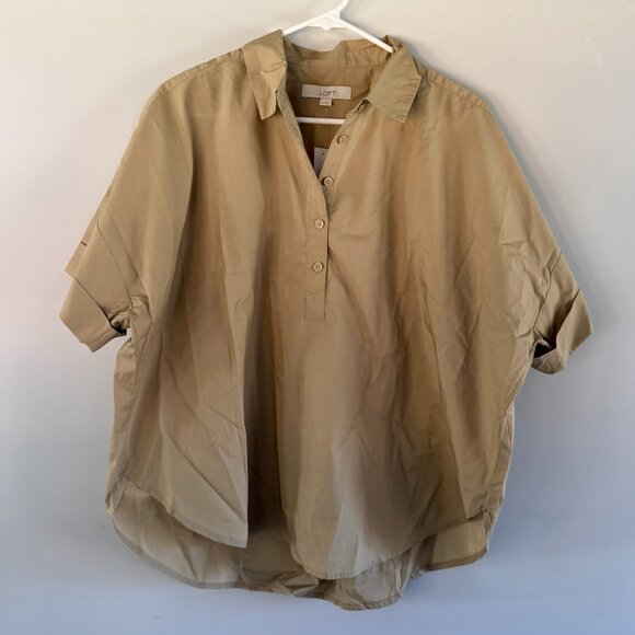 LOFT Tops - Brand new LOFT Poplin Henley Dolman Everyday Tunic Shirt - Tag still on